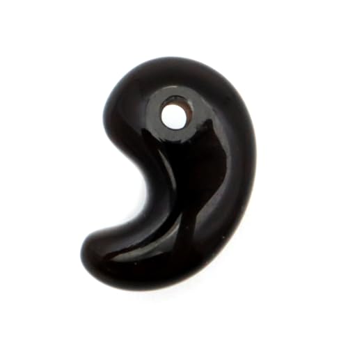 Amazon.co.jp: 黒水晶 本物 モリオン 勾玉 まがたま 18 x 12mm お守り